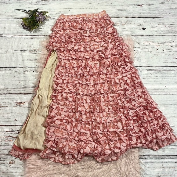 LoveShackFancy Lace Floral Arlene Maxi Skirt in Watermelon Punch - Picture 2 of 8